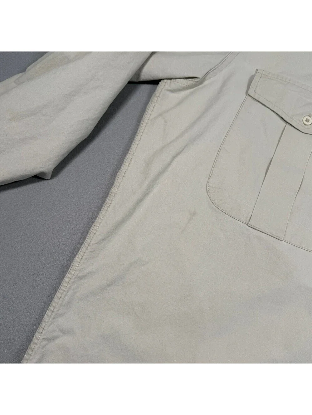 Vintage 90s Banana Republic Safari Travel Shirt Epaulette Khaki Size L Cotton